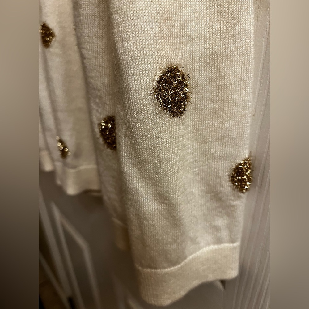 Talbots~GOLD & CREAM Ribbed Sweater~DETAIL ON THE WHOLE SWEATER~M - Picture 5 of 9